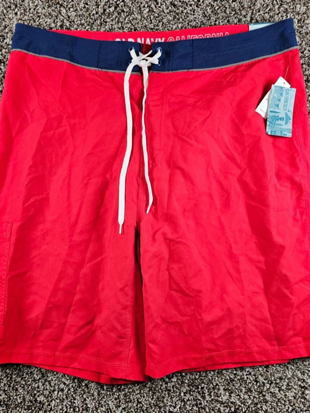 Old Navy Mens Sz 38 Swimsuit Swim Trunks Board Shorts Red Navy Blue NEW